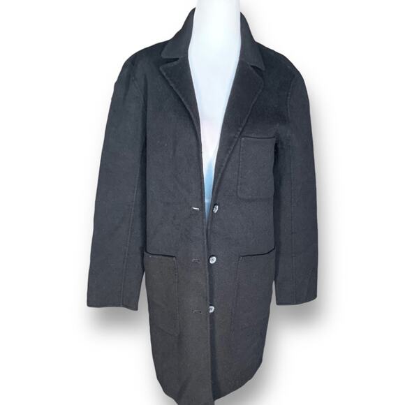 Rebecca Minkoff Dark Charcoal Wool Blend Coat Patch Pockets Small Minimalist - Picture 6 of 9